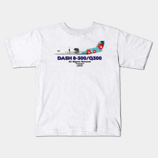 DeHavilland Canada Dash 8-300/Q300 - Air Nippon Network "Tsubaki" Kids T-Shirt by TheArtofFlying